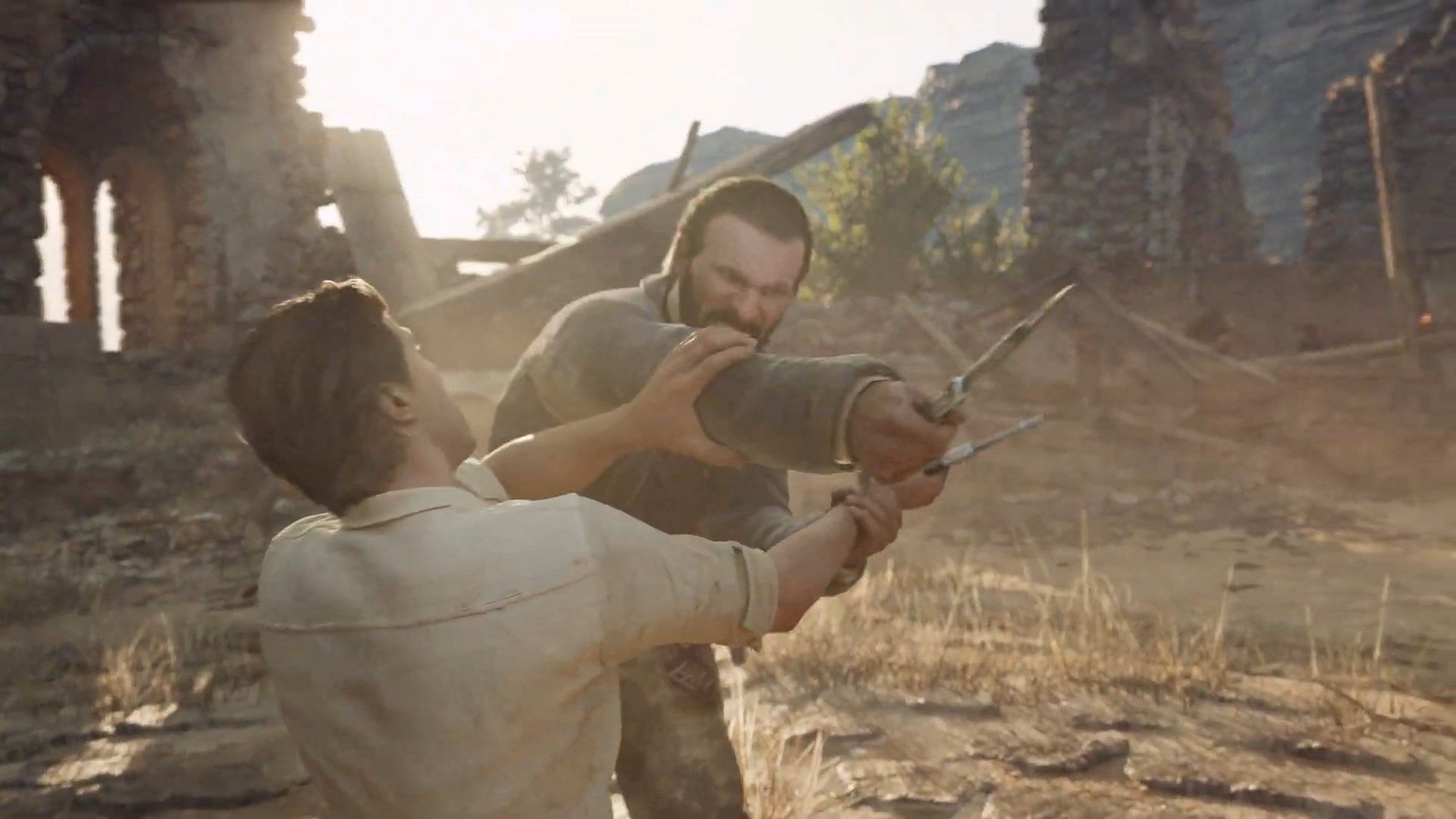 The trailer hints at vicious knife battles (Image via 2K Games)